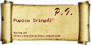 Pupics Iringó névjegykártya